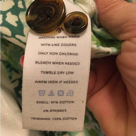 Martin & OSA Size Green & White Size 6 Short Shorts Zipper and Faux Belt Button - Picture 3 of 4